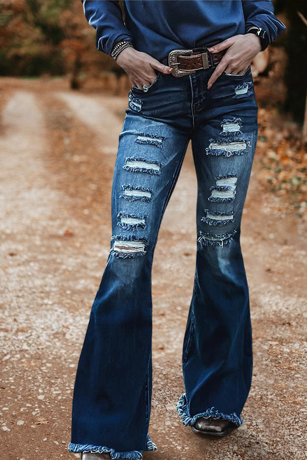 Casual Flared Ripped Jeans