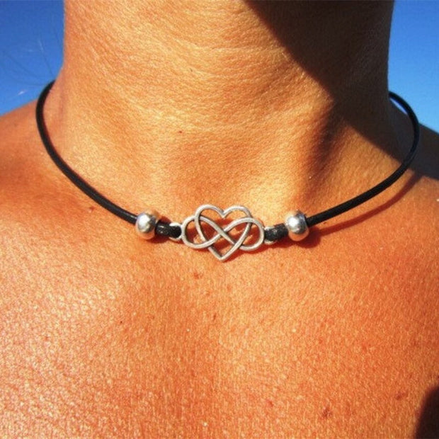 Infinity Heart Clavicle Chain Necklace