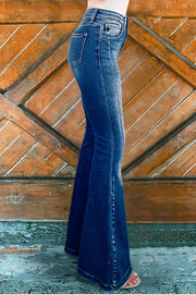 Vintage Wash Distressed Flare Jeans
