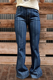 Rock High-waisted Vertical Striped Jeans