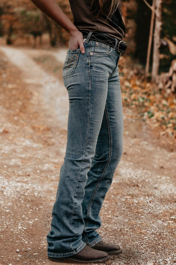 Vintage Washed High Rise Bootcut Jeans