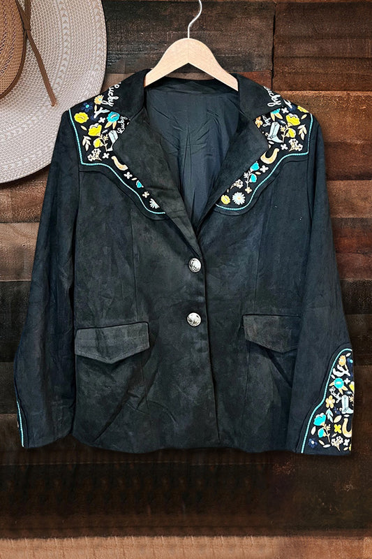 Vintage Western Embroidered Suede Jacket