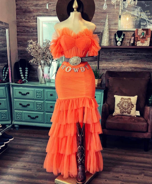 New Western Classic Tull corset Dress-Orange