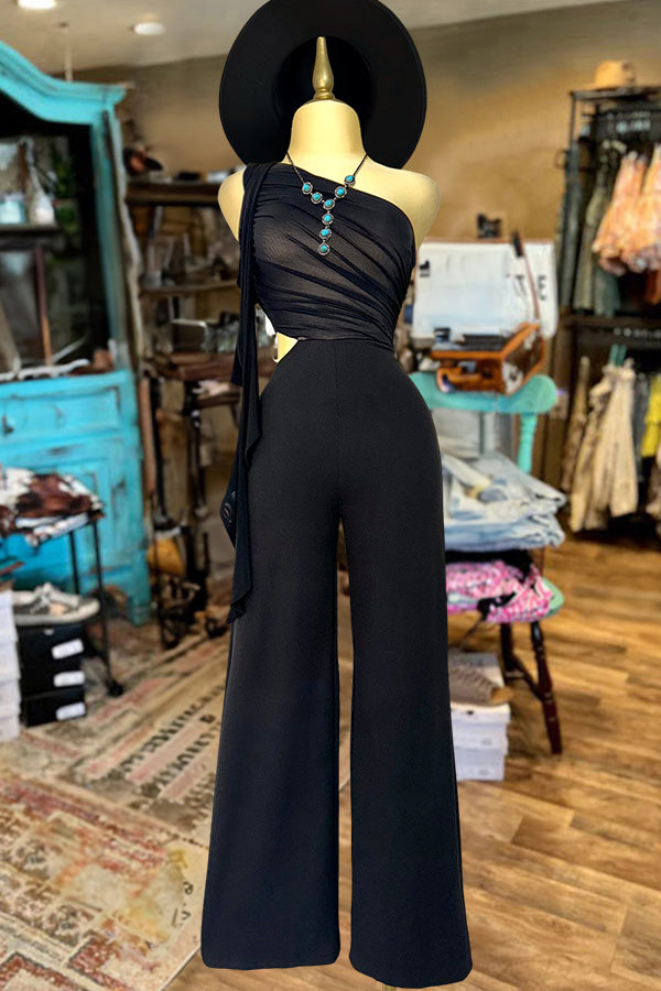 Elegant Off-Shoulder Pleated Jumpsuit