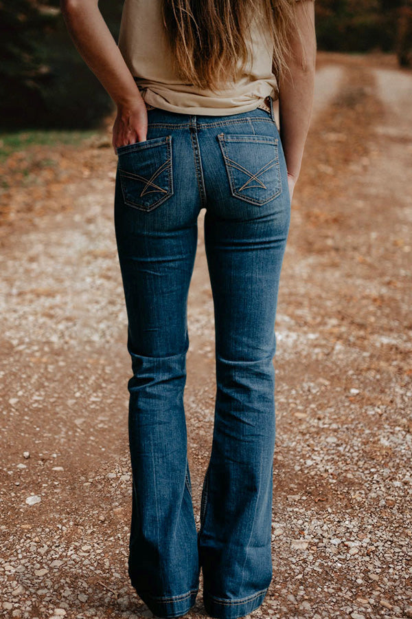 Vintage Washed High-Waisted Straight-Leg Jeans