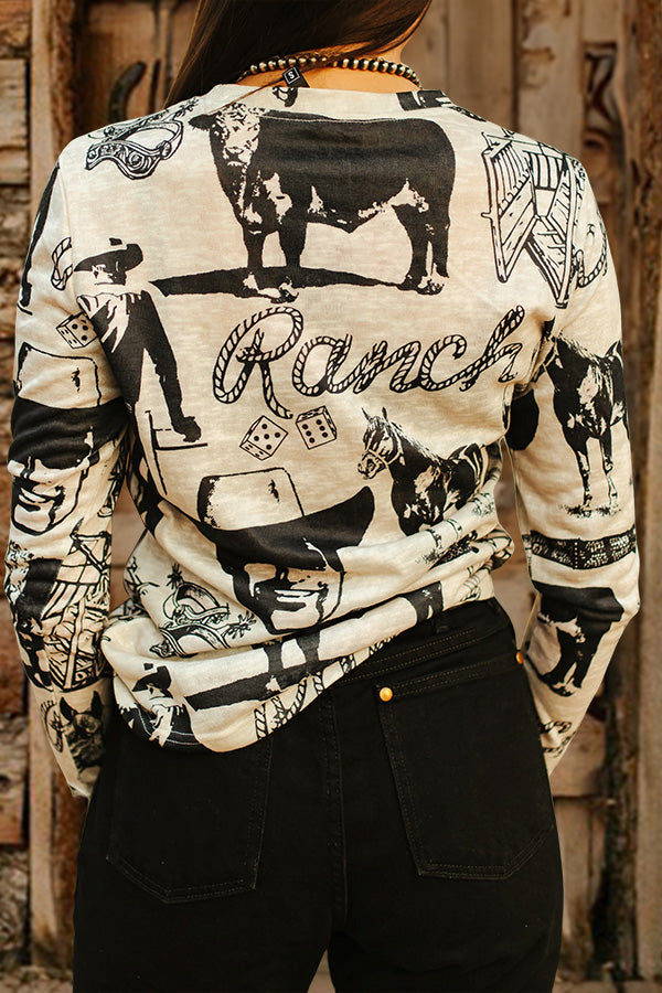 Western Retro Print T-Shirt