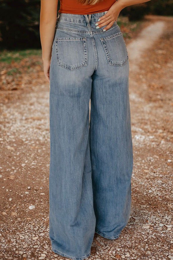 Vintage Washed Wide Leg Jeans