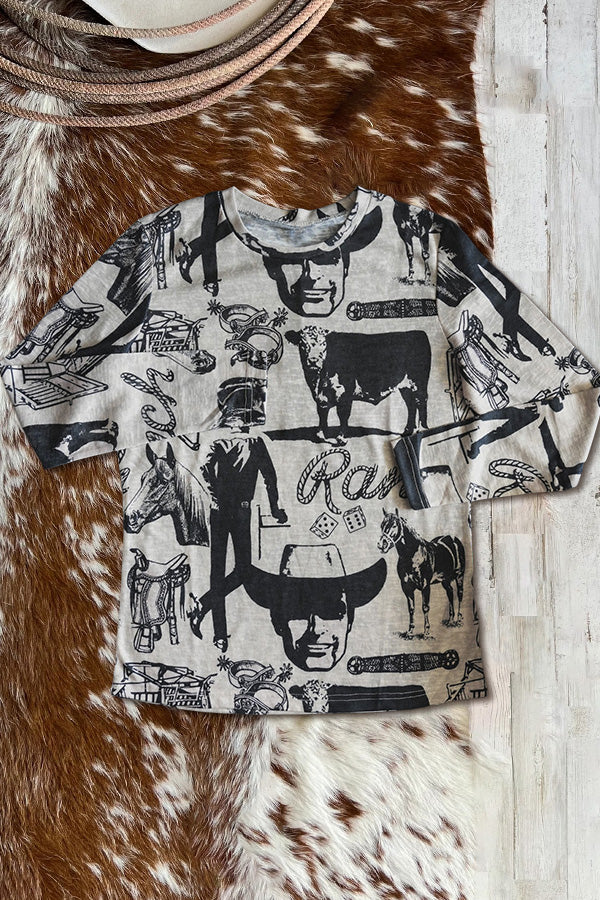 Western Retro Print T-Shirt