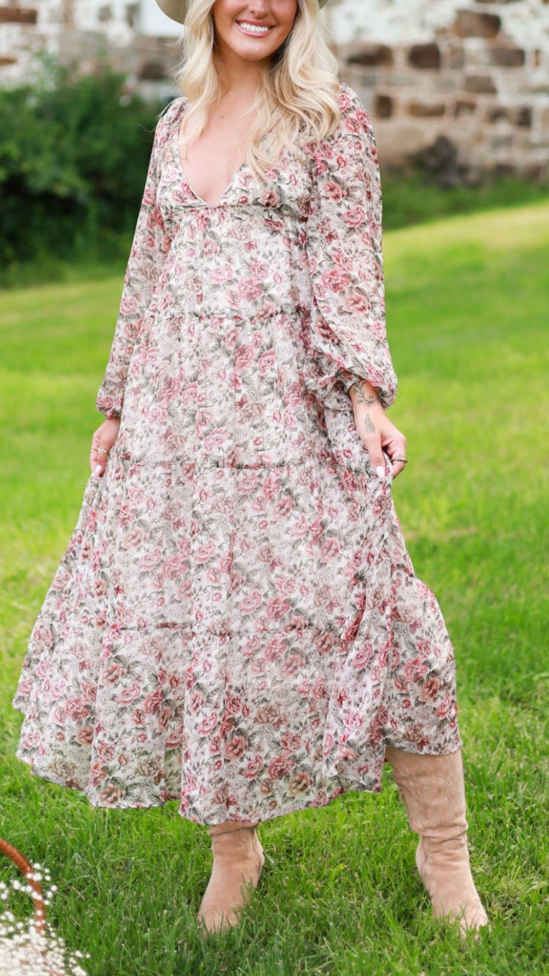 Rustic Bloom Maxi Dress