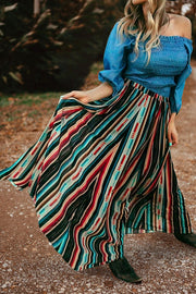 Retro Striped Print High Waist Skirt