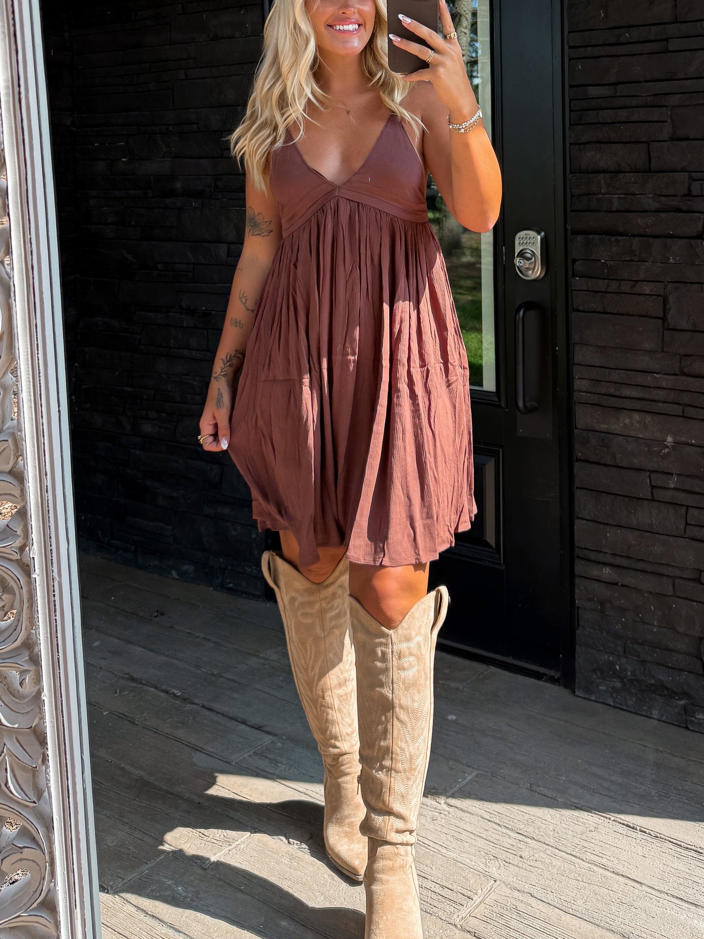 Willow Mini Dress - Mocha