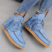Fringed Lace-up Suede Boots