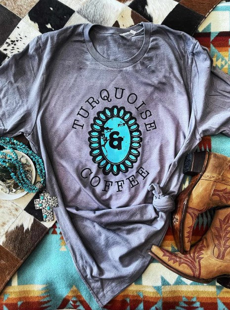 Turquoise And Coffee T shirt
