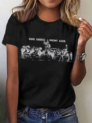 Women's 4th of July Make America Cowboy Again Print T-Shirt