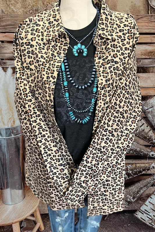 Leopard Print Flannel Jacket