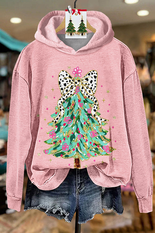 Bow Christmas Tree Print Hoodie