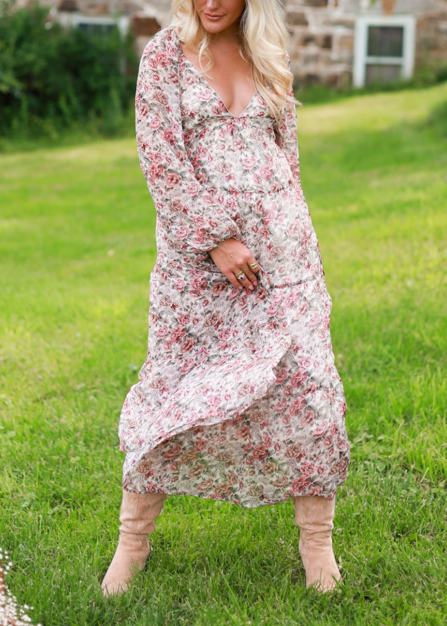 Rustic Bloom Maxi Dress