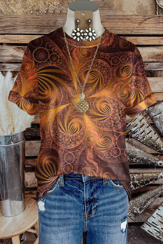 Western Mysterious Pattern Print Top