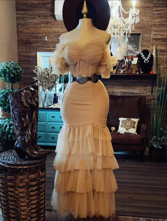 New Western Classic Tull corset Dress-khaki