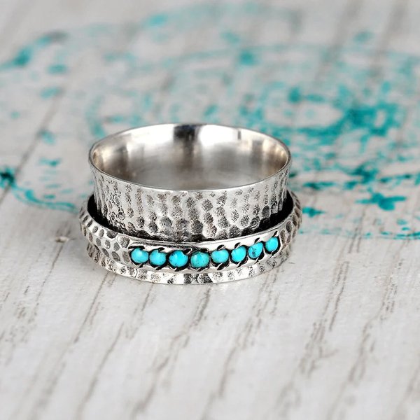Turquoise Spinner Silver Ring