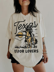Women's Vintage Texas Is For Lovers Print T-Shirt