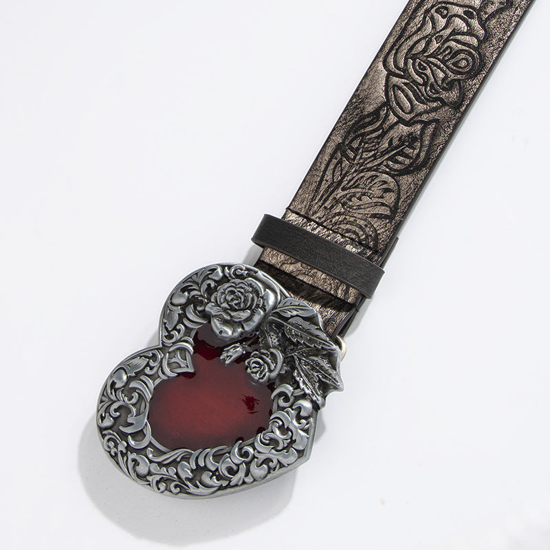 Heart Buckle Flower Belt