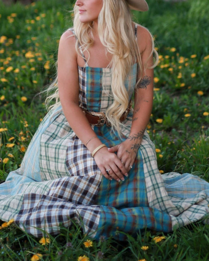 Sagebrush Plaid Maxi Dress - Mint