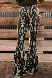 Vintage Aztec Pattern Flared Trousers