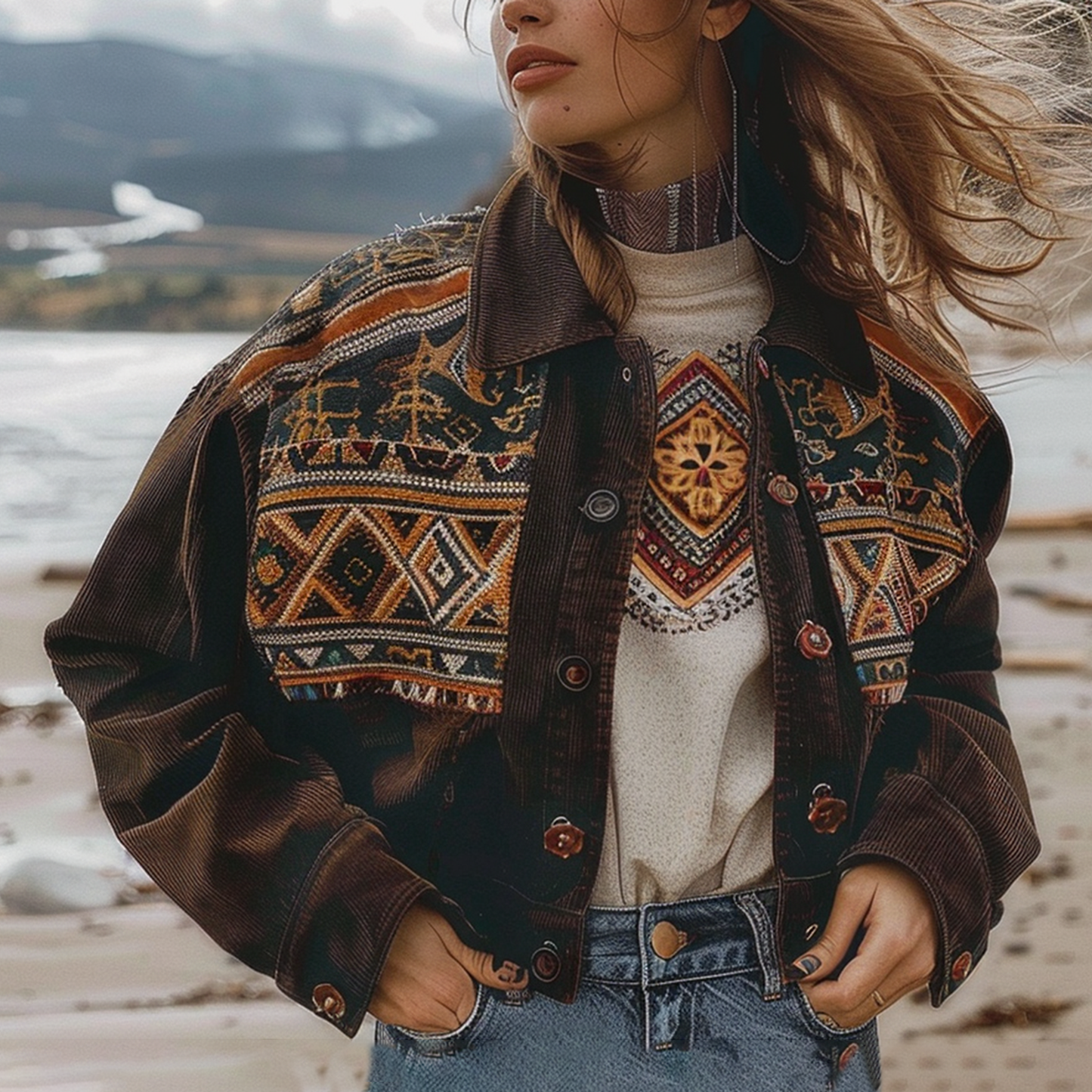 Retro Ethnic Print Jacket