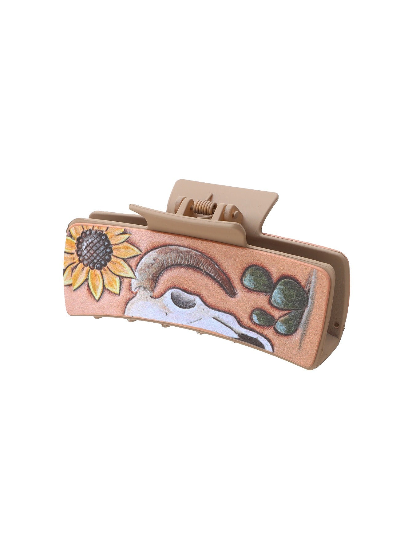 Western Style Letter Cactus Sunflower Leather Shark Clip Hair Clip