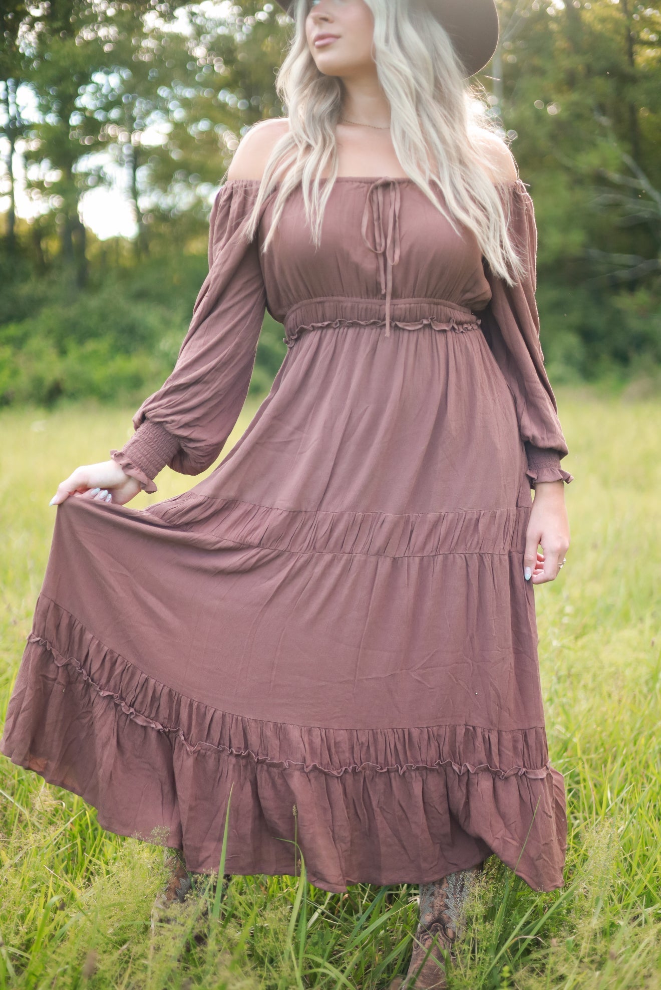 Barnwood Tiered Maxi Dress - Mocha