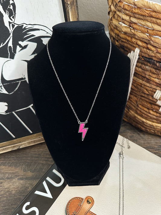 Hot Pink Lightning Necklace