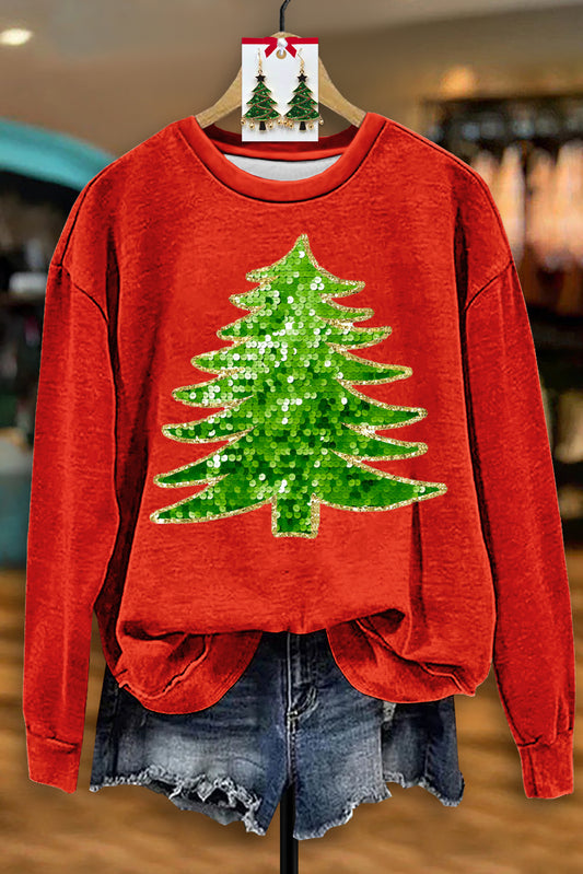 Shiny Sequined Christmas Tree Sweatshirt