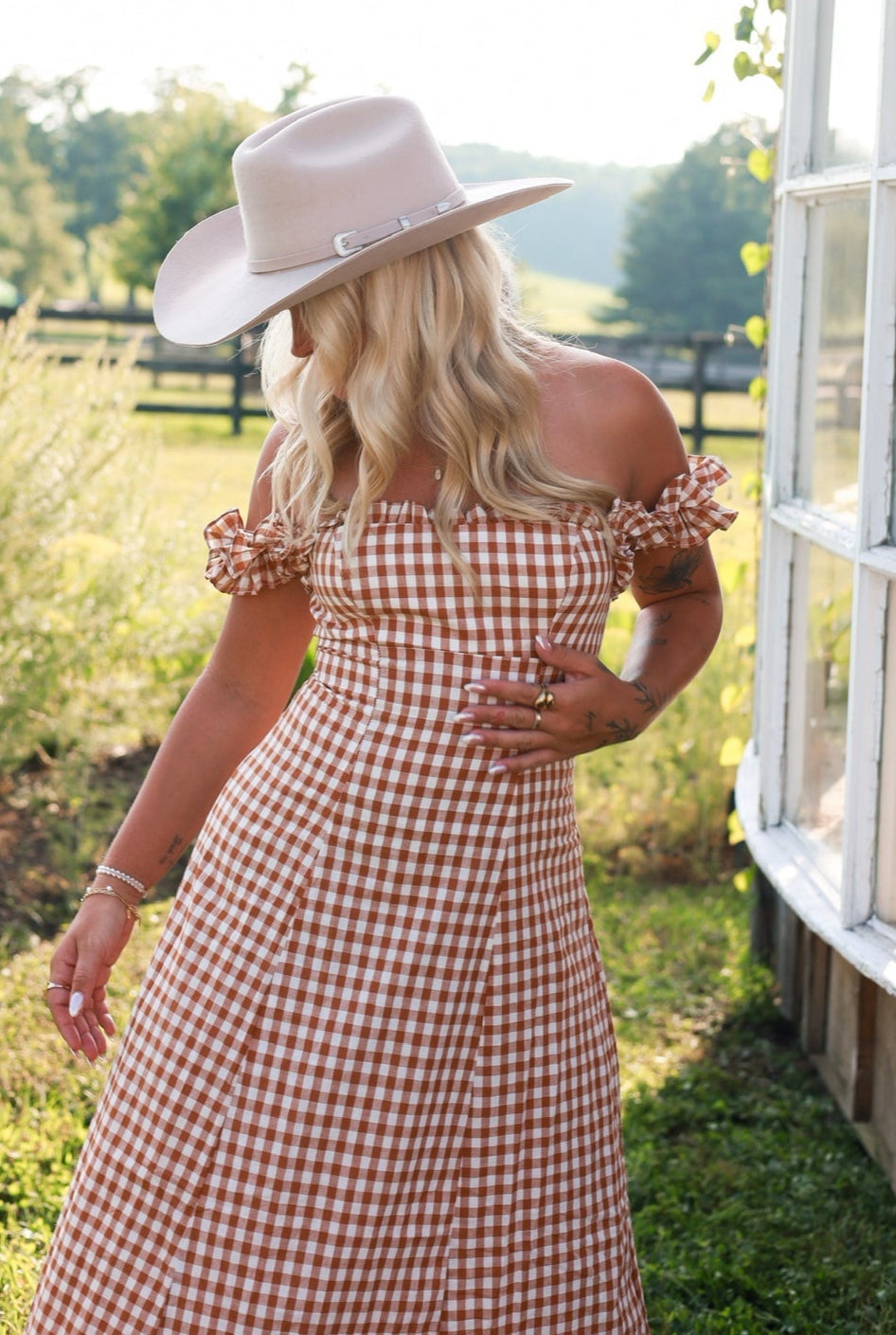 Honey Harvest Gingham Maxi
