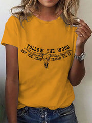 Women's Follow The Word Not The Flock Isaiah Print Round Neck T-Shirt