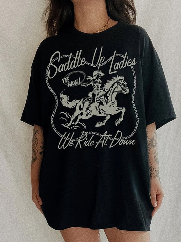 Women's Vintage Saddle Print T-Shirt