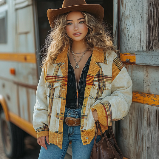 Vintage Western Cowgirl Corduroy Lapel Jacket