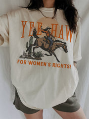 Women's Vintage Yeehaw Cowgirl Print T-Shirt