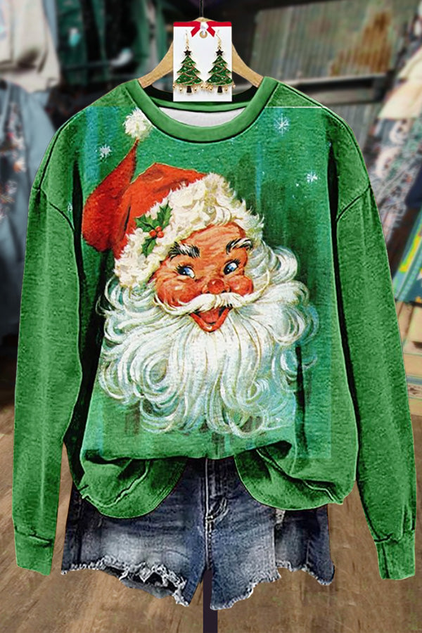 Vintage Santa Claus Print Sweatshirt