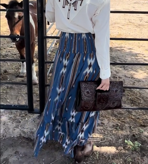 Women's Vintage Western Pretty  Print Skirt