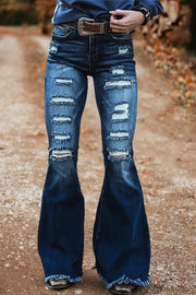 Casual Flared Ripped Jeans