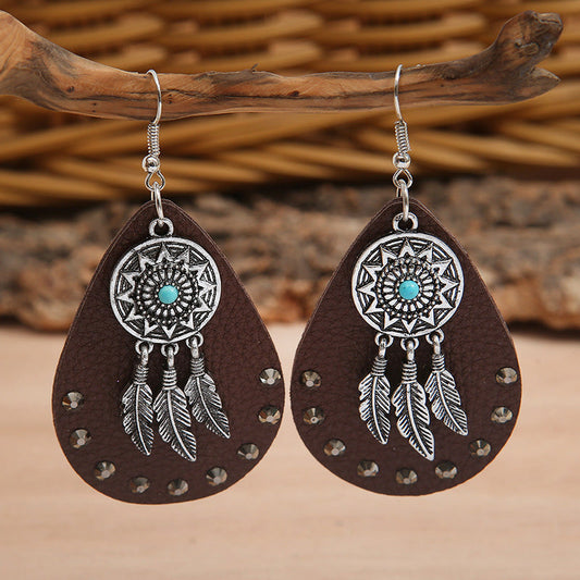 Ethnic Leather Diamond Earrings