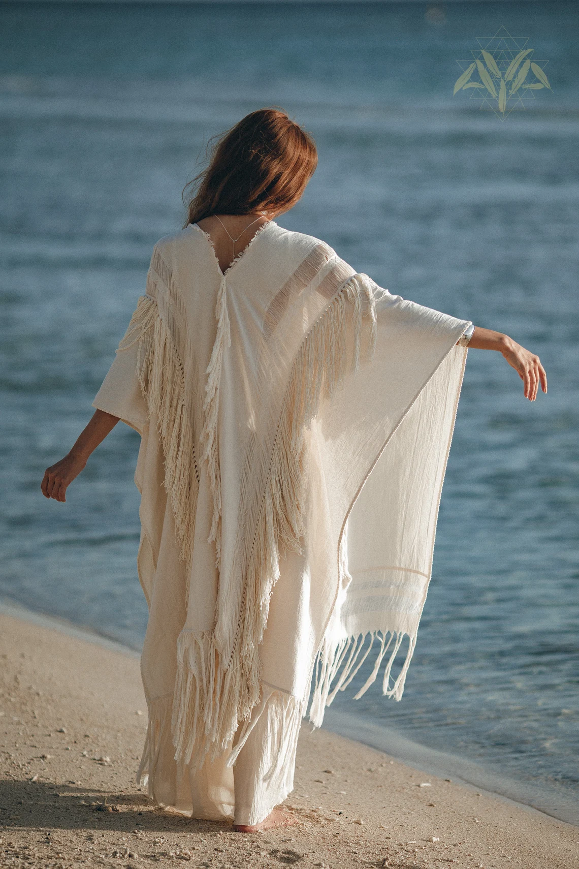 Off White Boho Poncho • Bohemian Bridal Shawl • Handmade Tassels Shawl • Summer Tropical Cover up • Boho Shamanic Cloak • Maternity Tunic