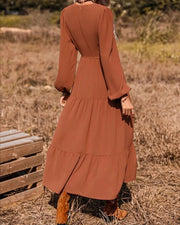 V-neck bohemian vintage dress