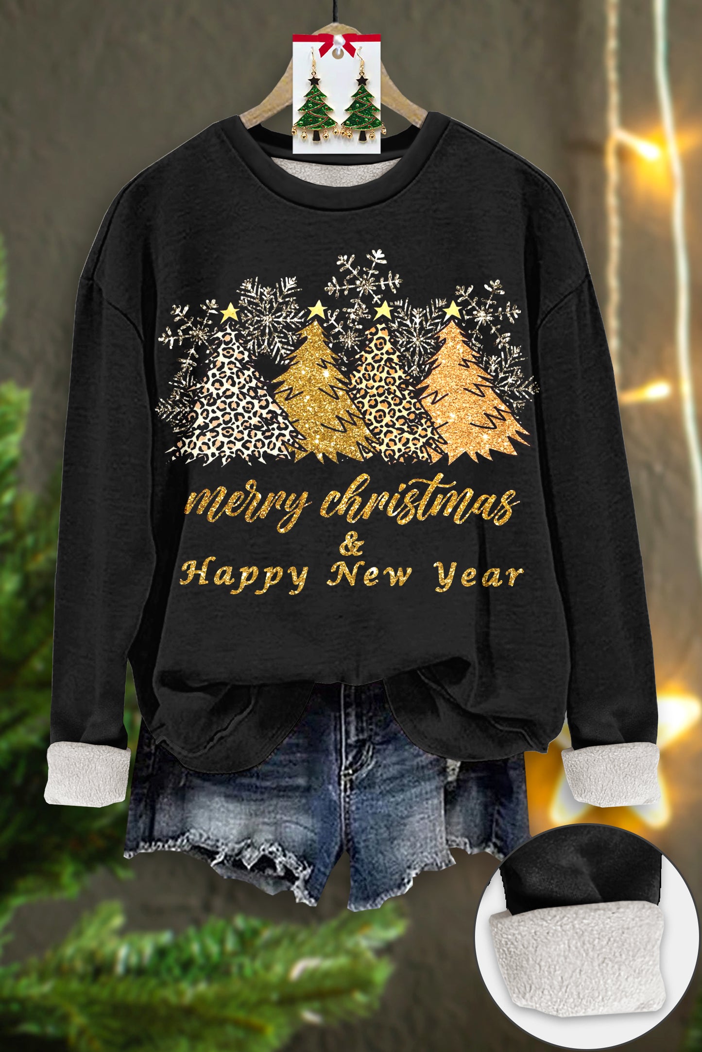 Christmas And New Year Printed Thickened Fleece Sweatshirt