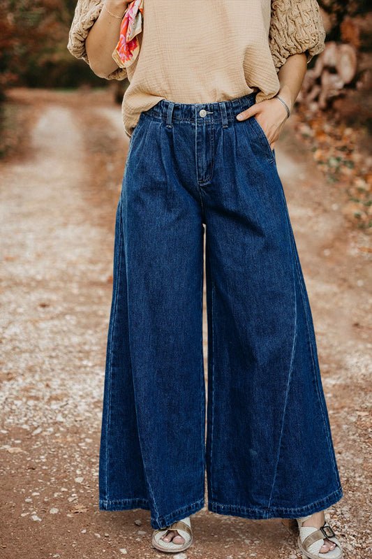 Vintage Washed Wide Leg High Rise Jeans