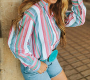 Cowgirls Vintage Stripe Button-Up Shirt