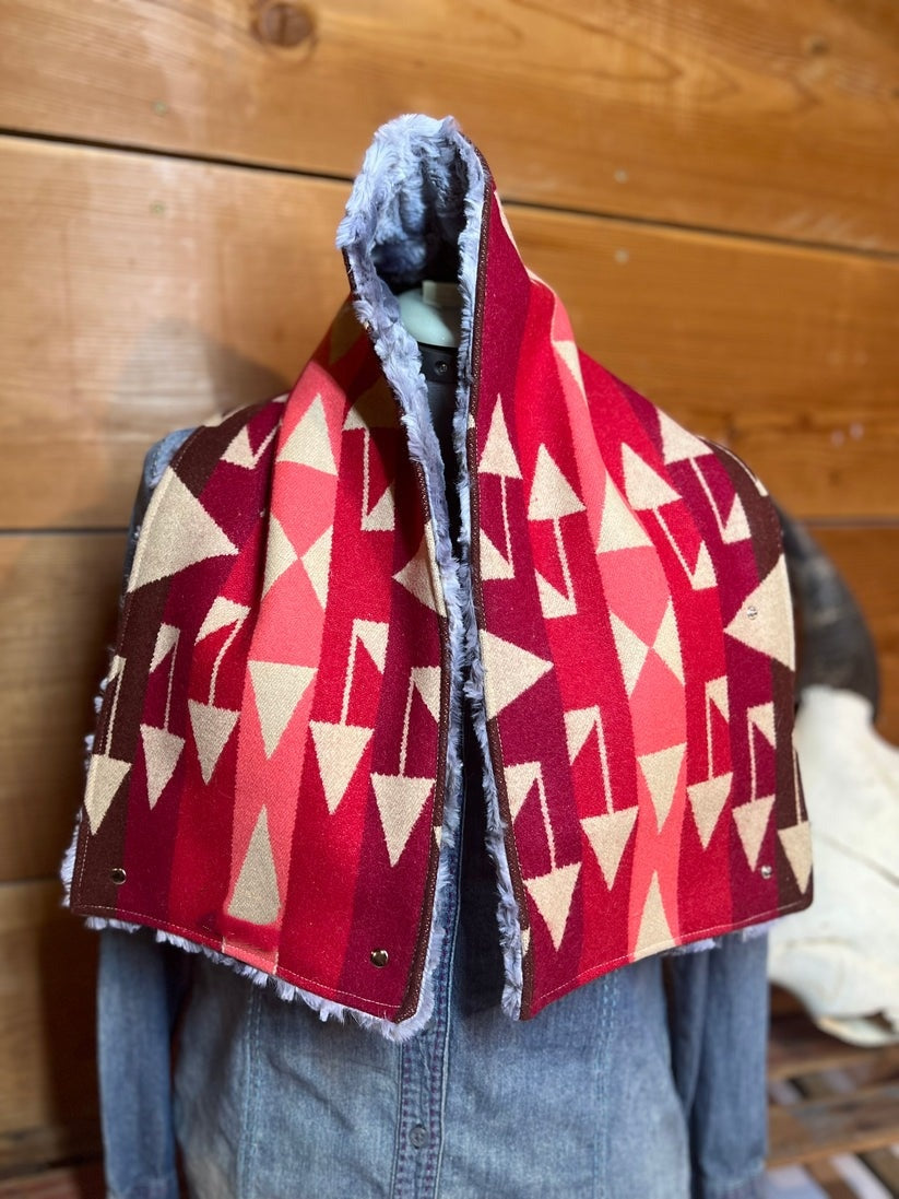 Women's Western Cowboy Light Red Warm Neck Cowl