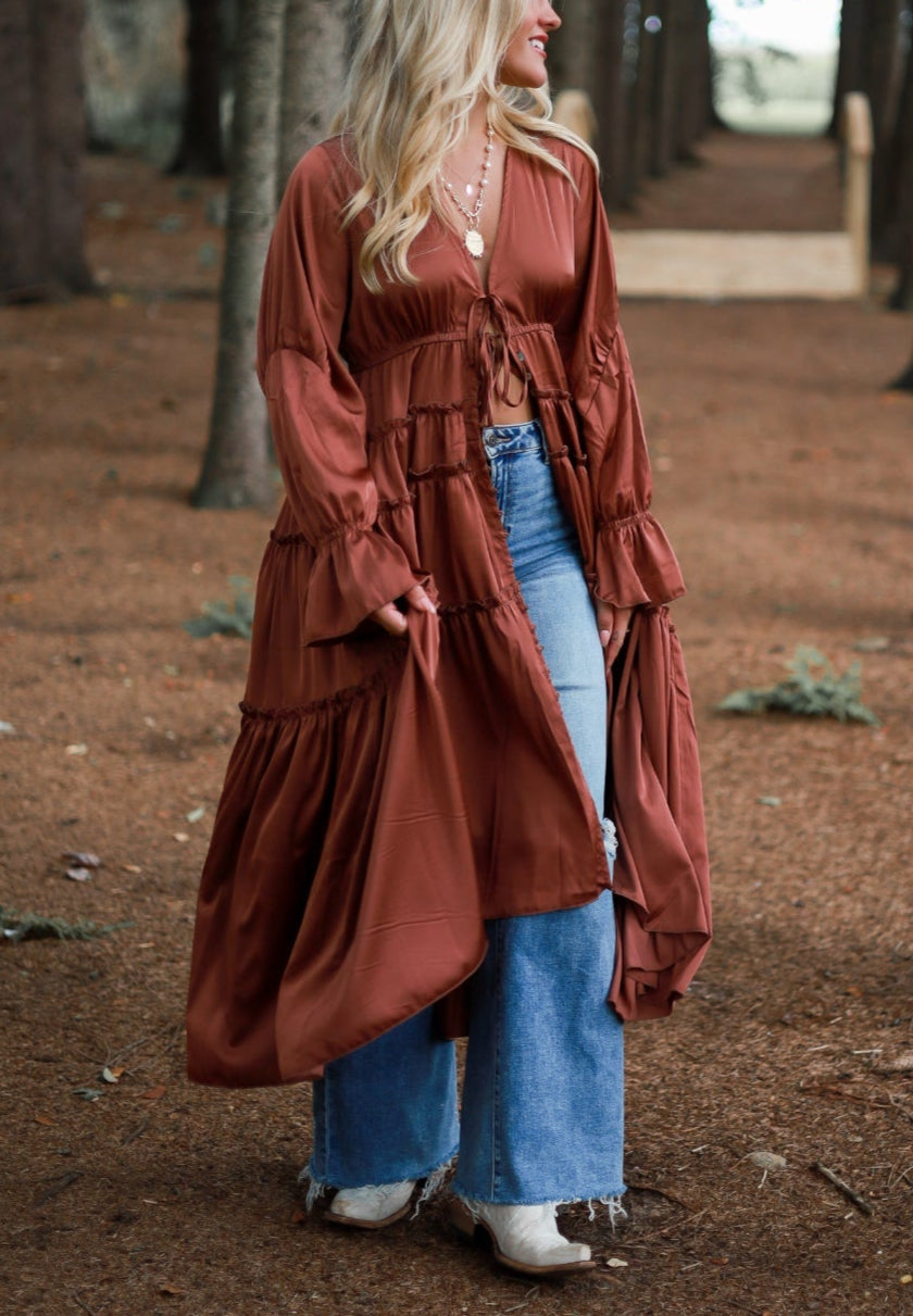 Folklore Duster Dress - Rust