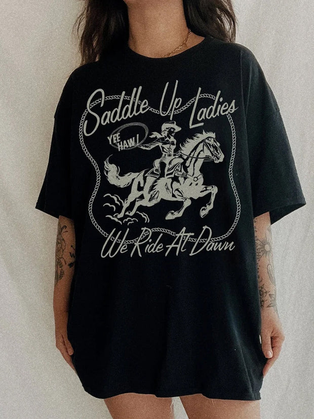 Vintage Saddle Up Ladies Tee T-Shirt